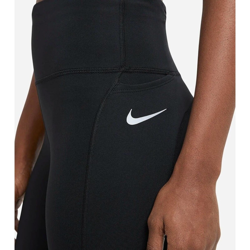 Nike Fast Women's Mid-Rise Crop Running Leggings CZ9238 010 Black Small